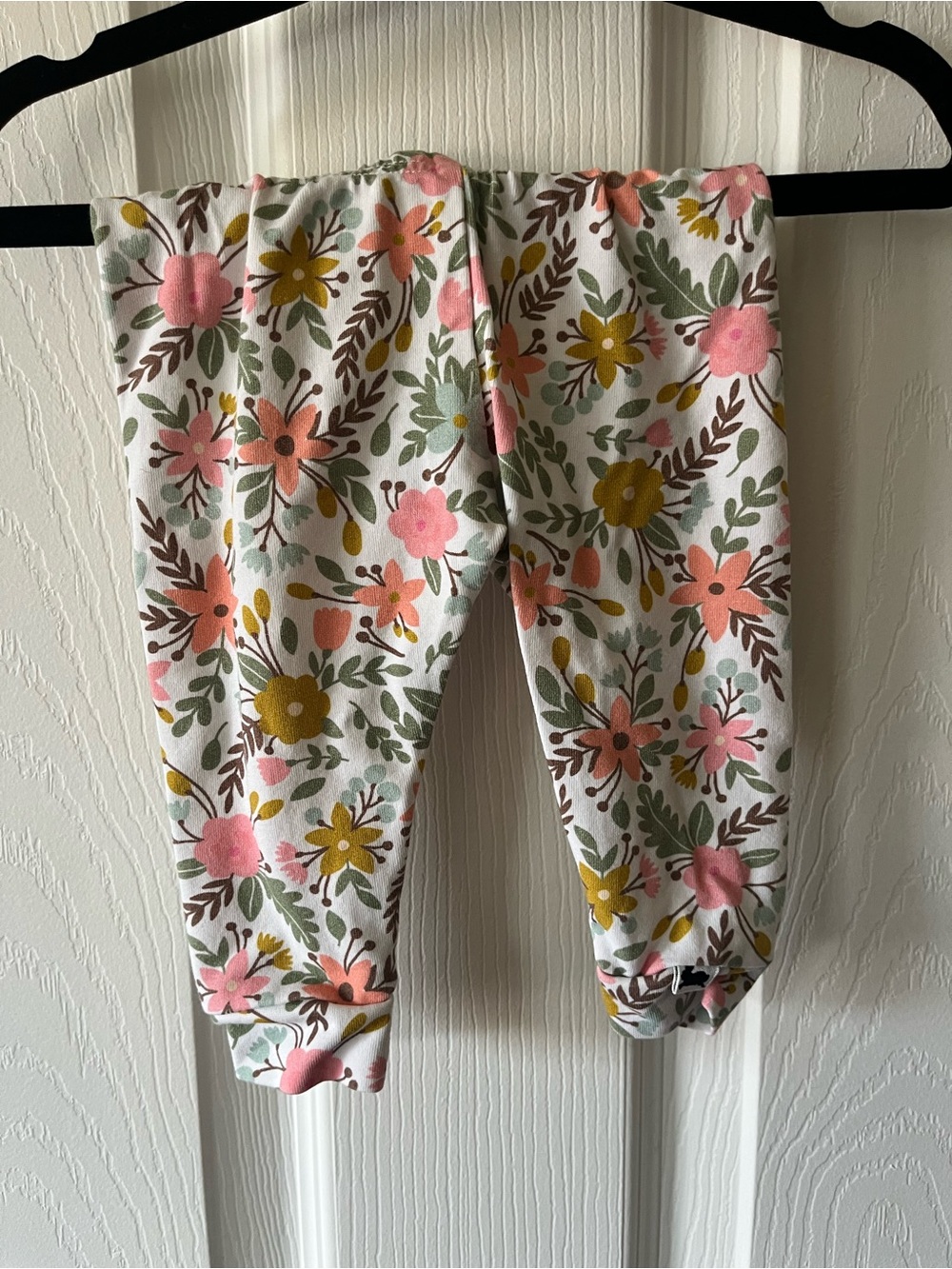 Floral Cotton Kids Leggings - Pink, Mustard & Green